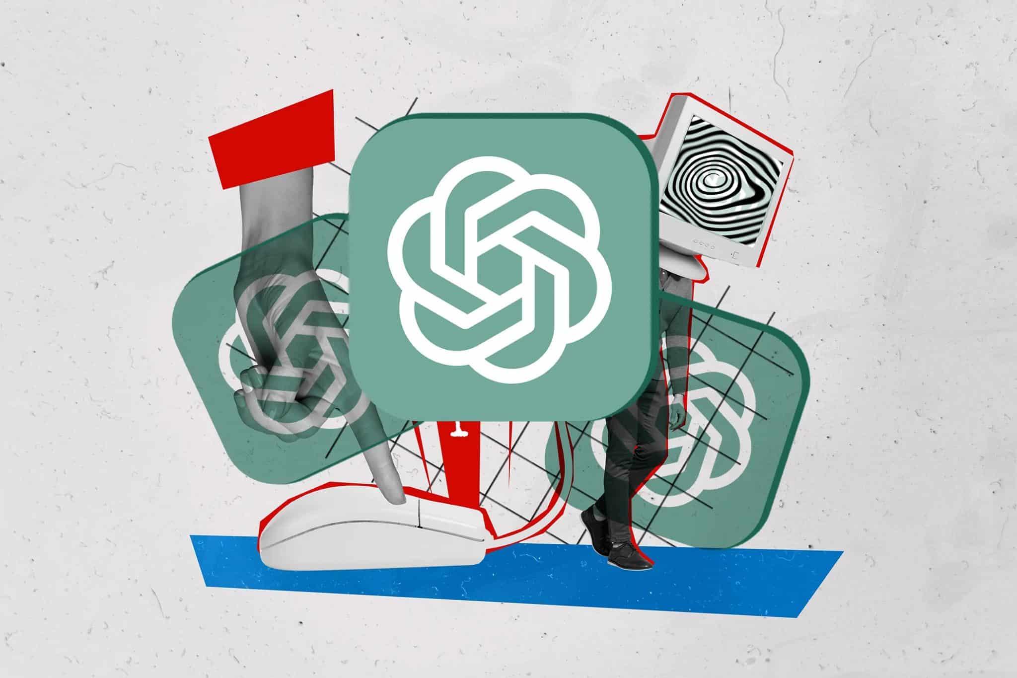 شعار ChatGPT على عمل فني ورقي يظهر تحكمًا رقميًا