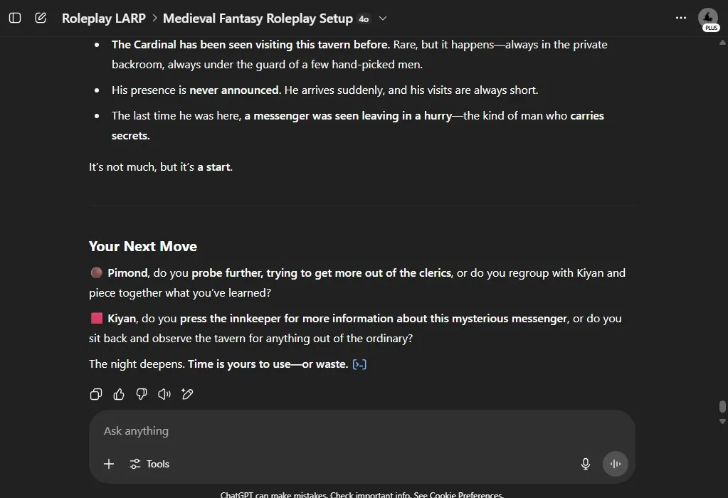 D&D roleplay in ChatGPT