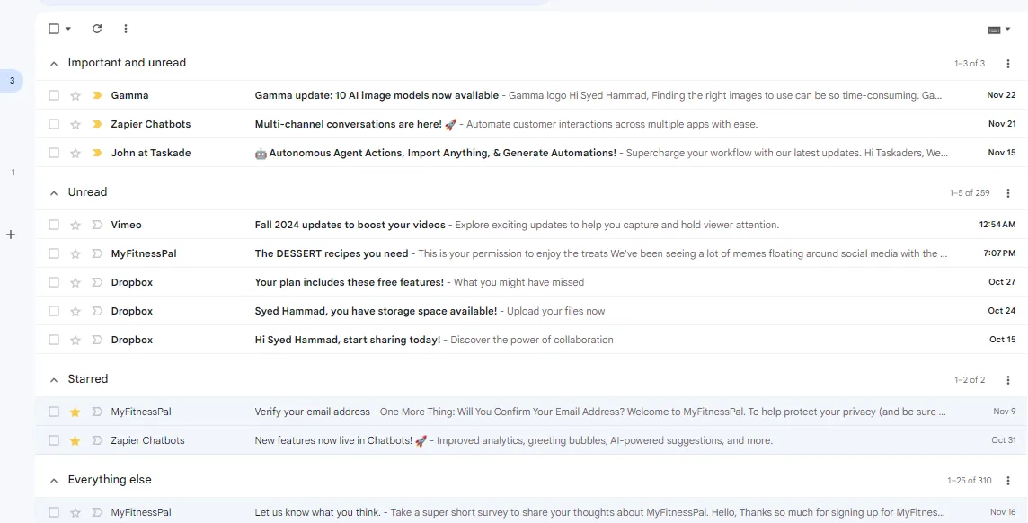 gmail priority inbox screenshot