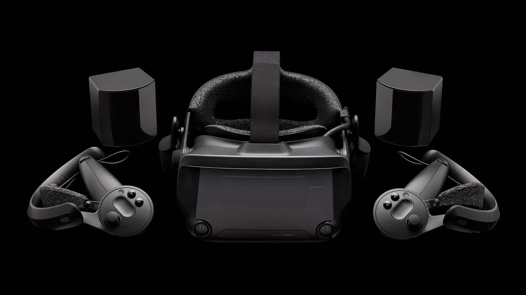 Valve Index with its controllers and base stations