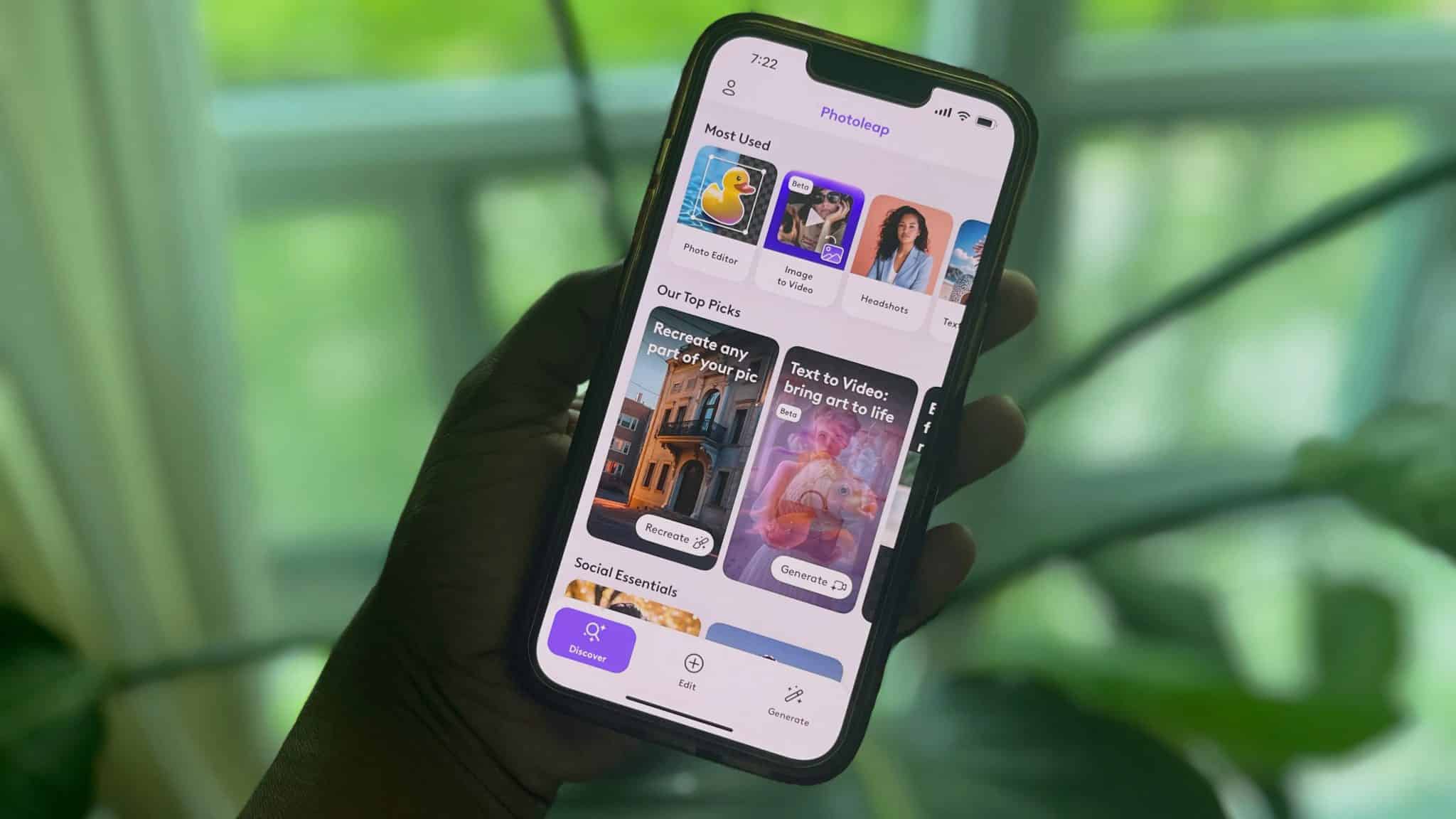 واجهة تطبيق Photoleap