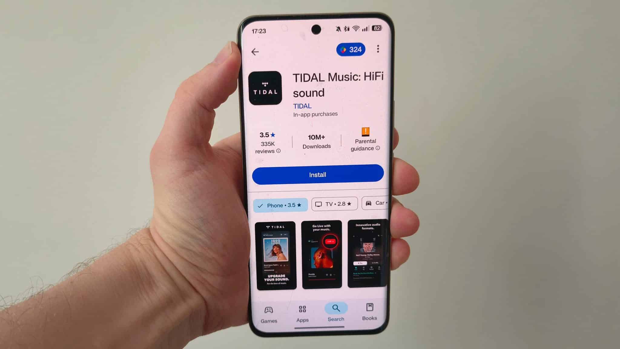 تطبيق Tidal على متجر Play بهاتف Android.