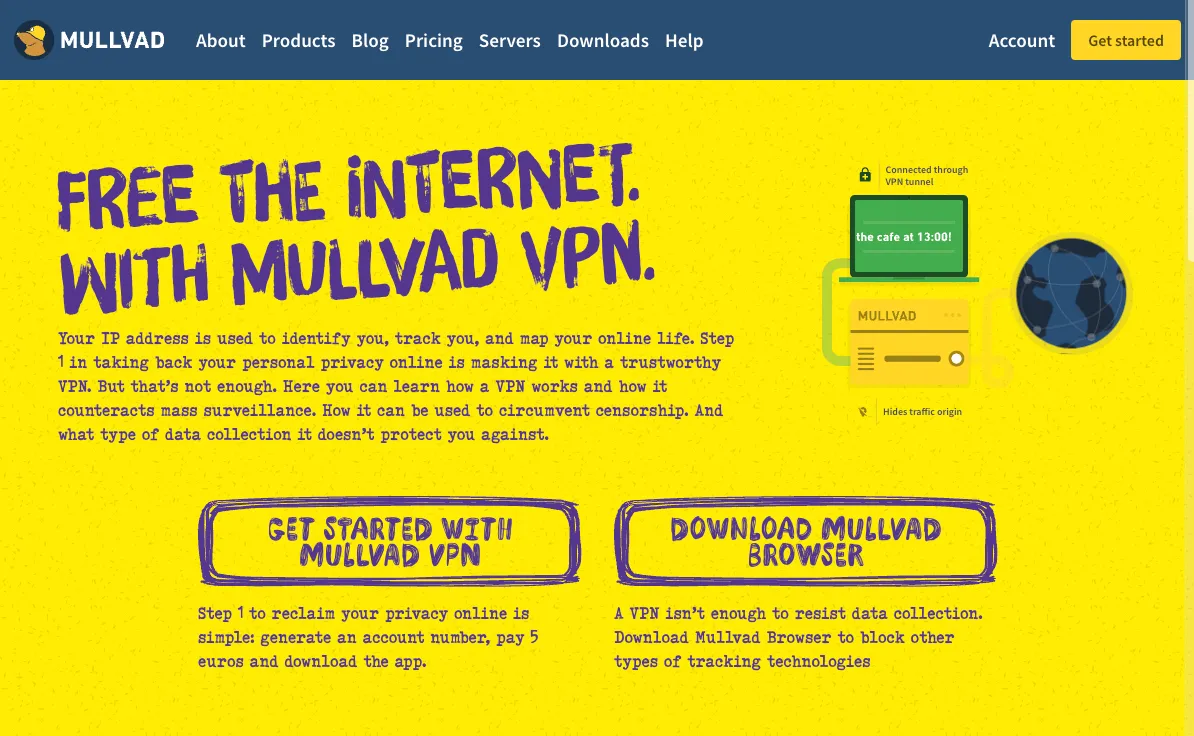 Mullvad VPN website home page