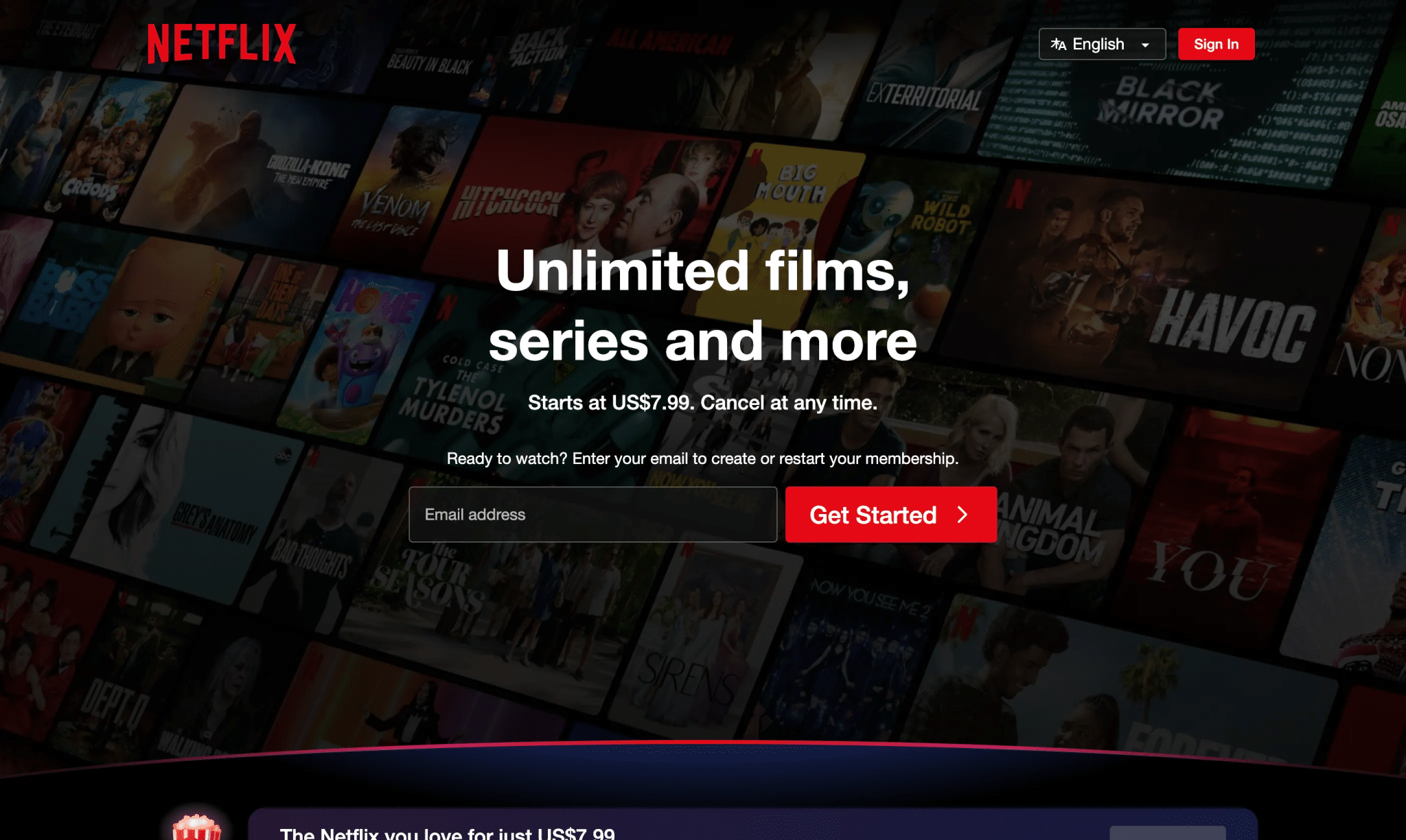 صفحة Netflix الرئيسية