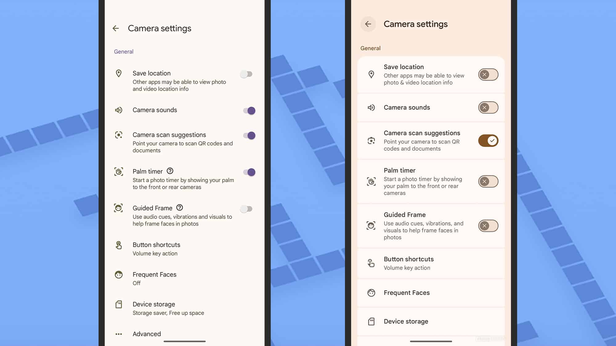 تطبيق كاميرا Pixel، قبل وبعد إعادة التصميم