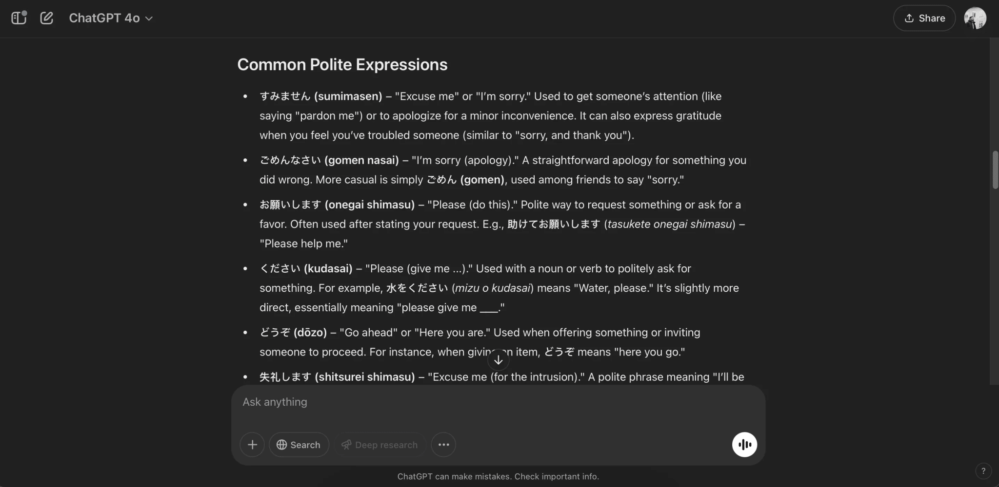 Using ChatGPT's Deep Research tool to learn a language