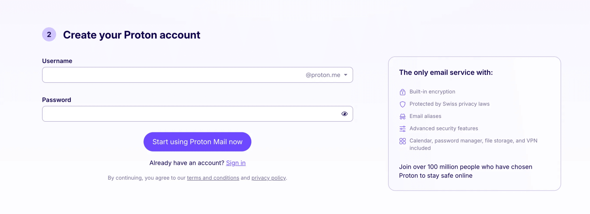 Creating a Proton Mail account