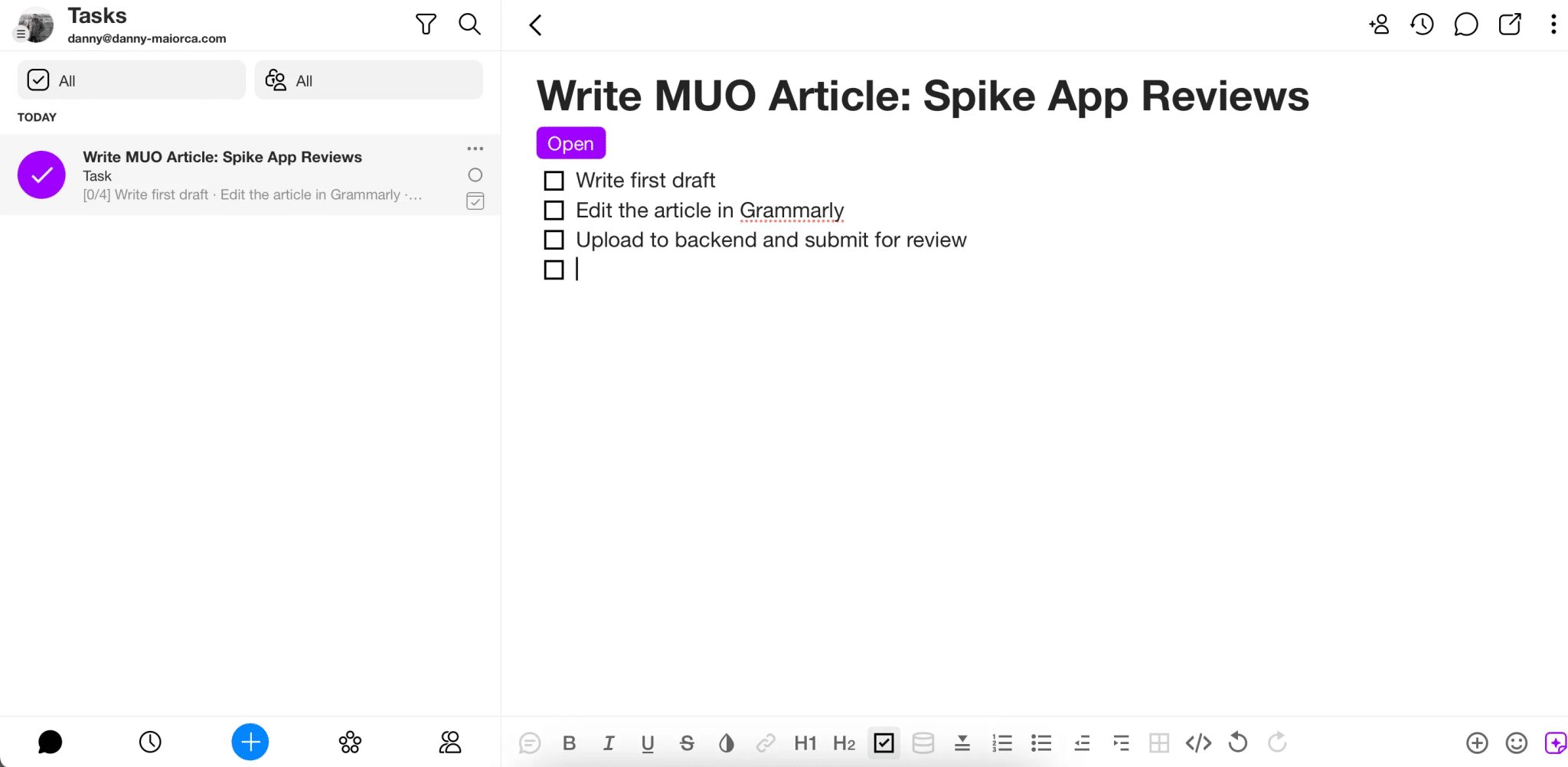Note Taking in the Spike App