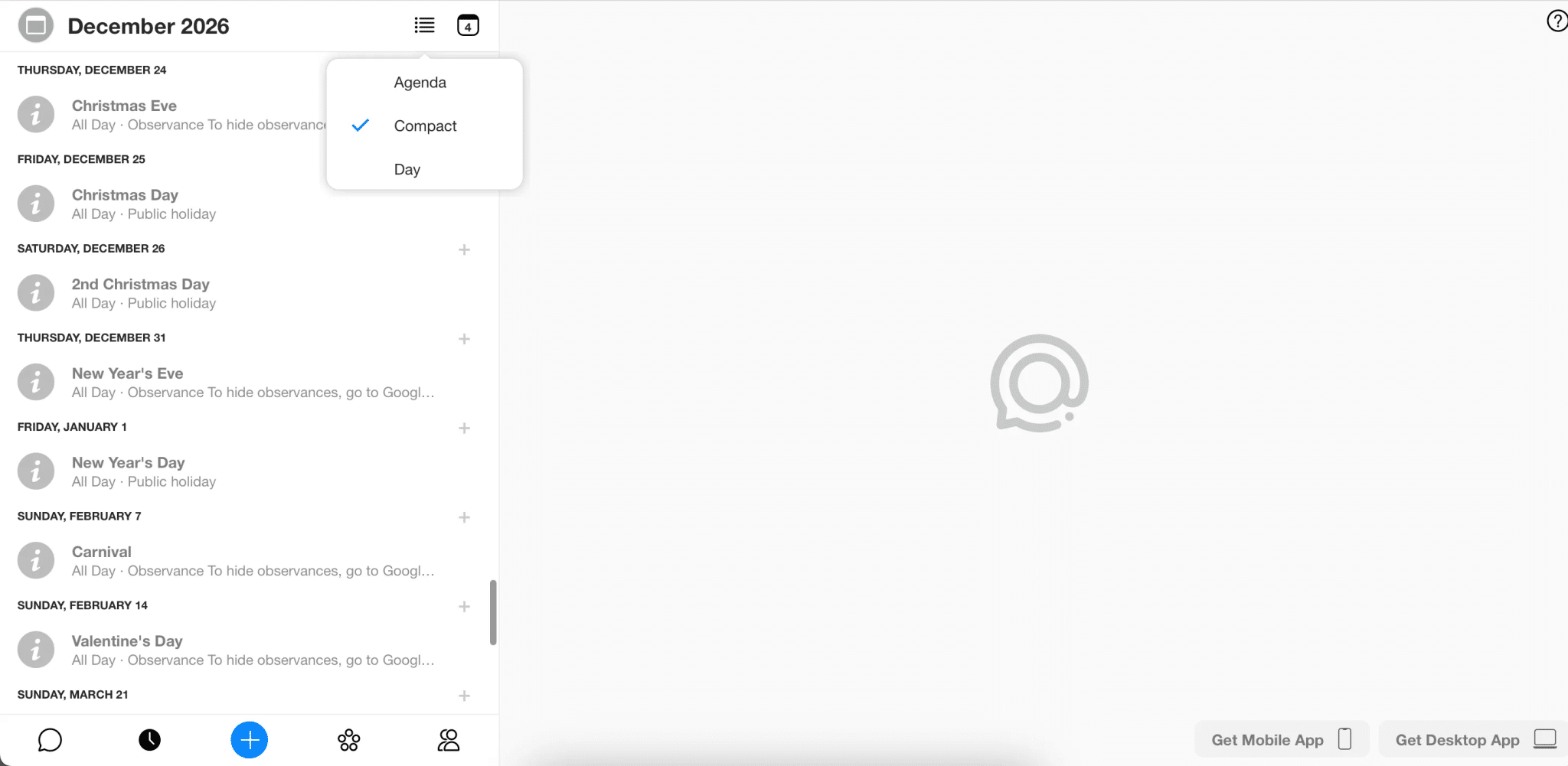 Editing the calendar view in the Spike app