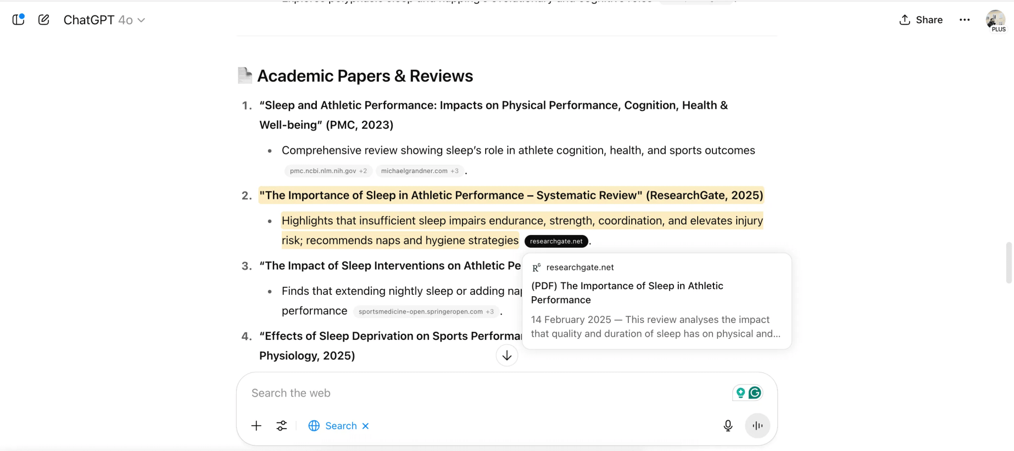 Finding resources in the ChatGPT app
