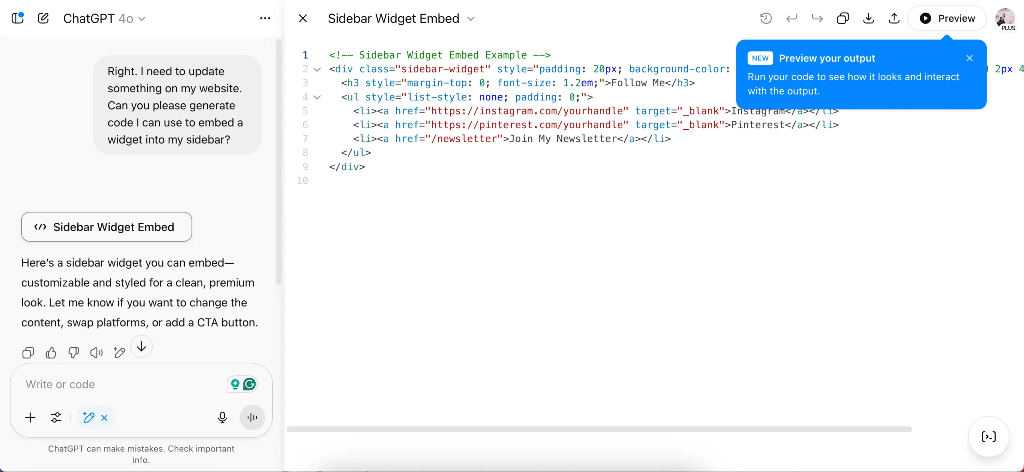 Coding in the ChatGPT app