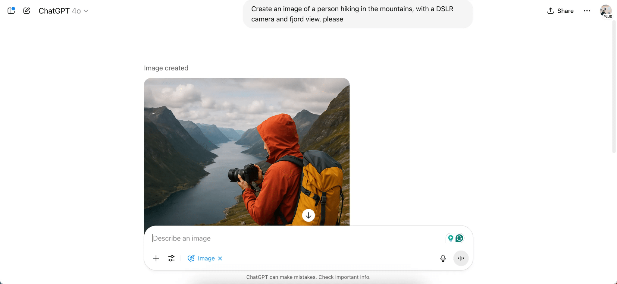 Creating images within the ChatGPT web app