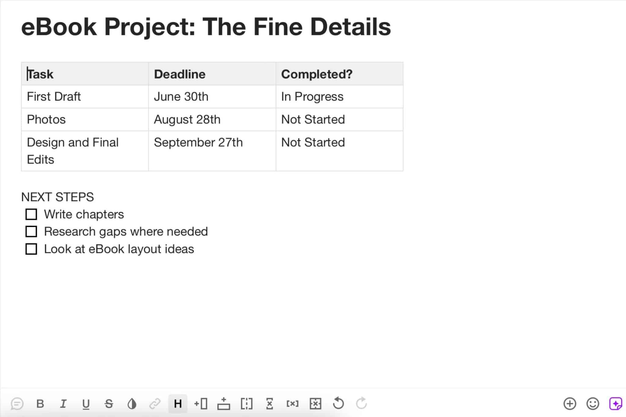 إنشاء ملاحظة جديدة في تطبيق Spike