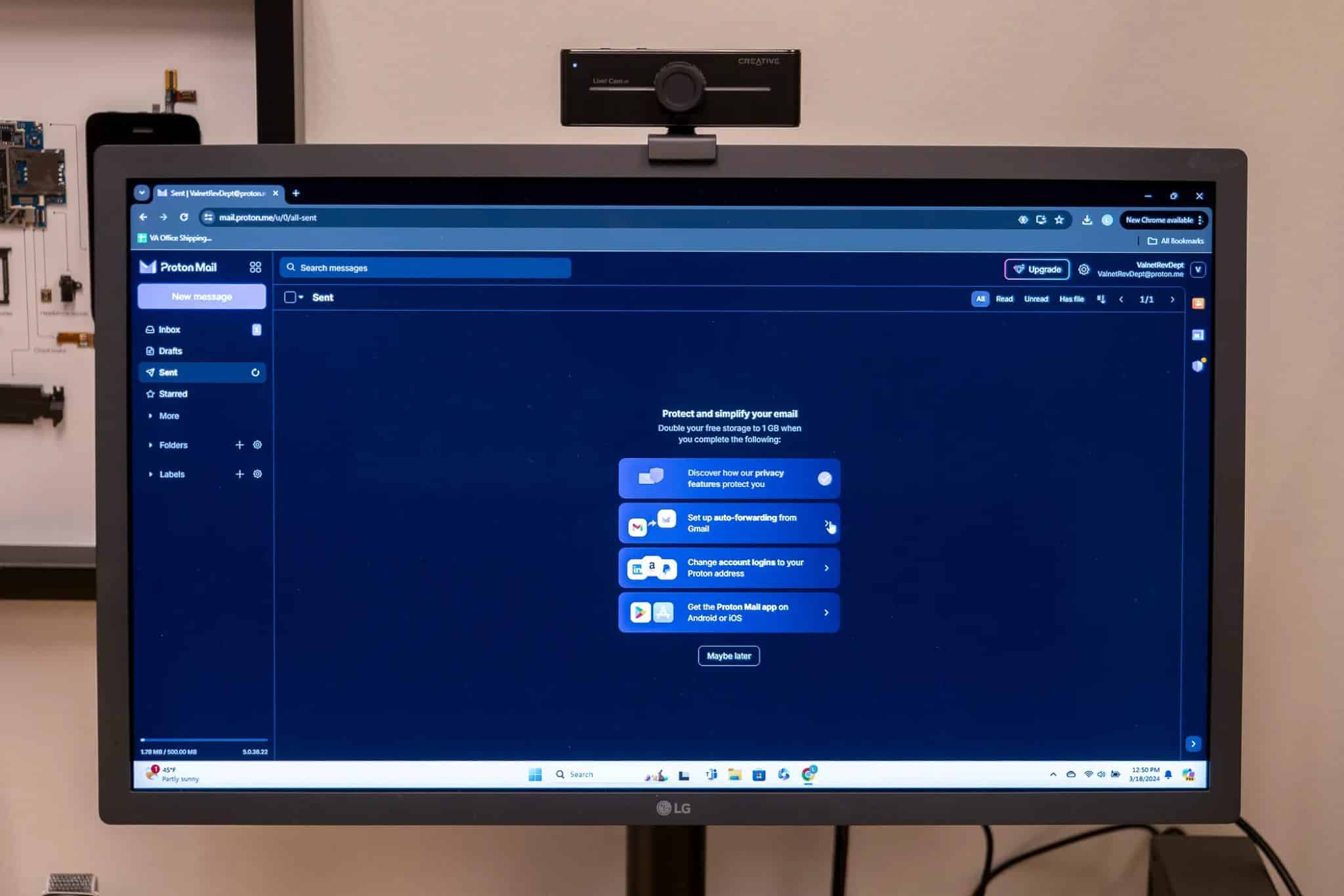 The Proton mail app main screen-1