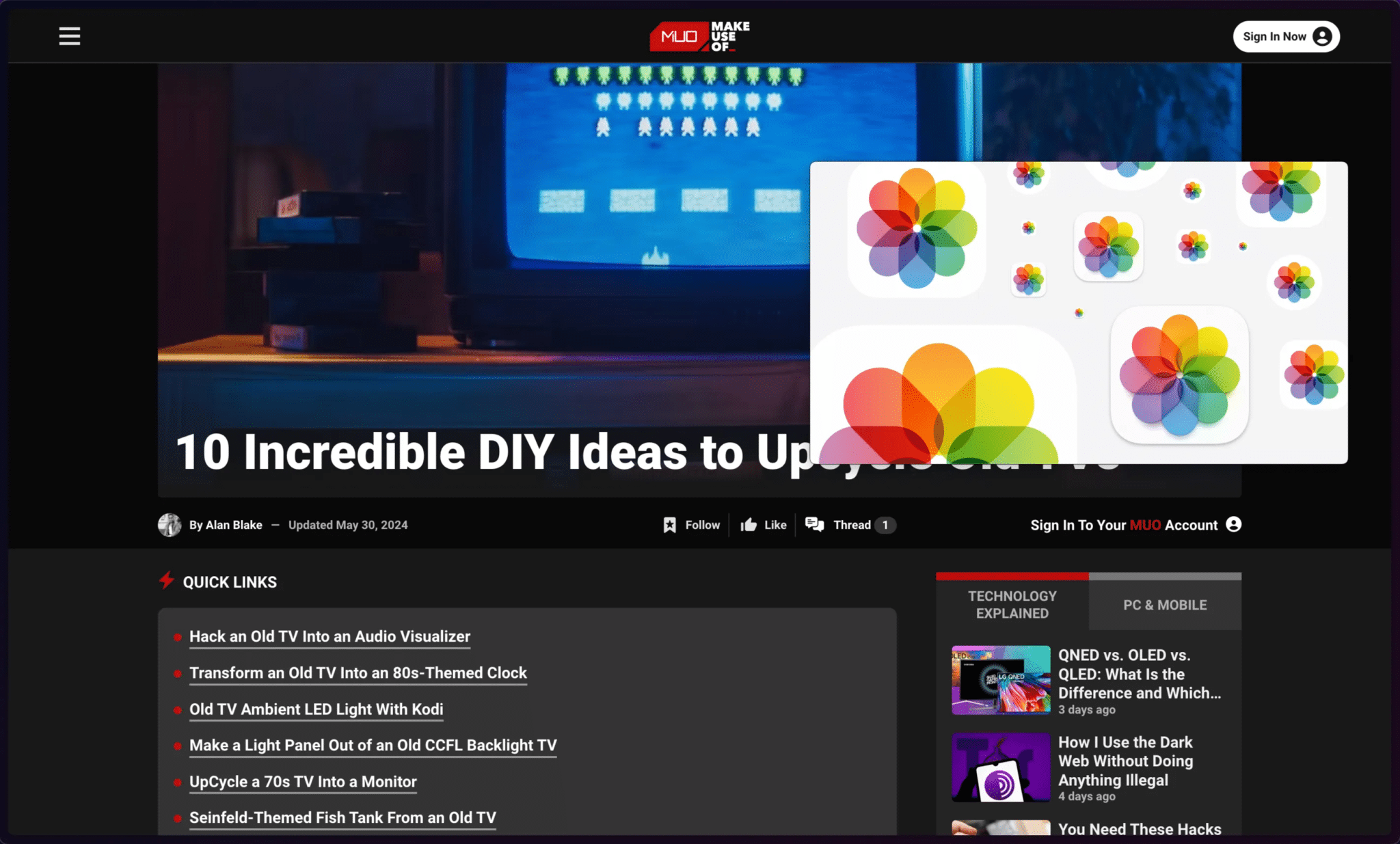 مشاهدة فيديو في وضع صورة داخل صورة في متصفح Arc