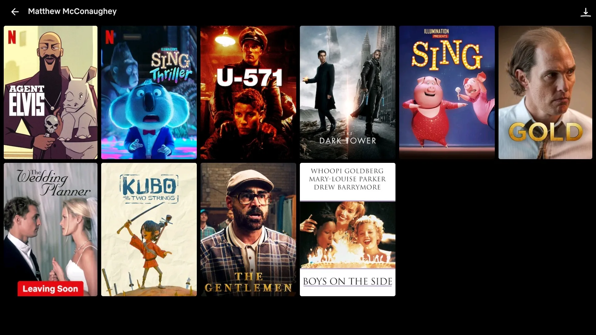 Available content on Netflix starring Matthew McConaughey