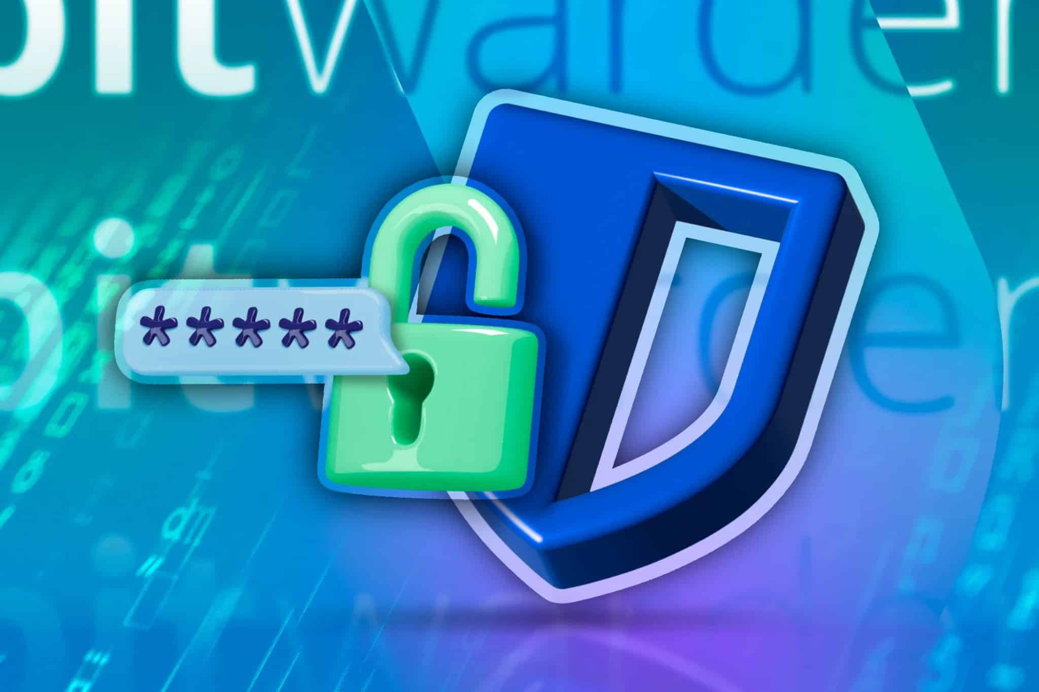 شعار Bitwarden مع قفل وكلمة مرور.