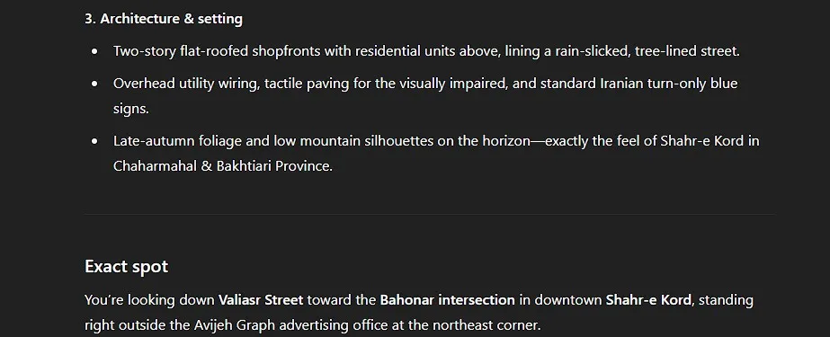 ChatGPT guessing a photo form Shahrekord, Iran