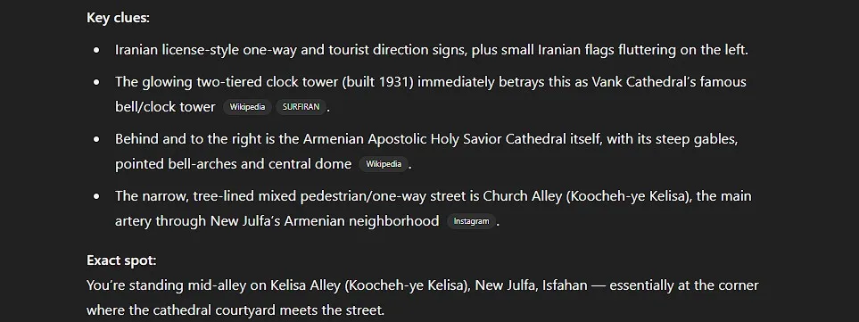 ChatGPT يخمن صورة من أصفهان، إيران
