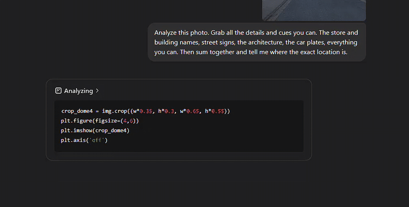 ChatGPT running analysis on a photo