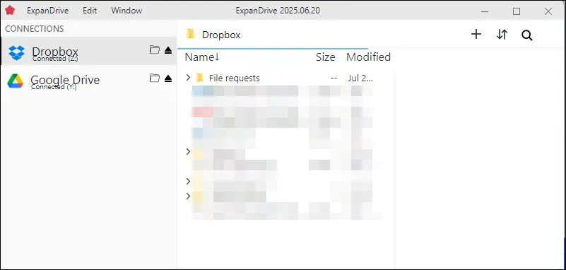 ExpanDrive Home screen open in Windows 11