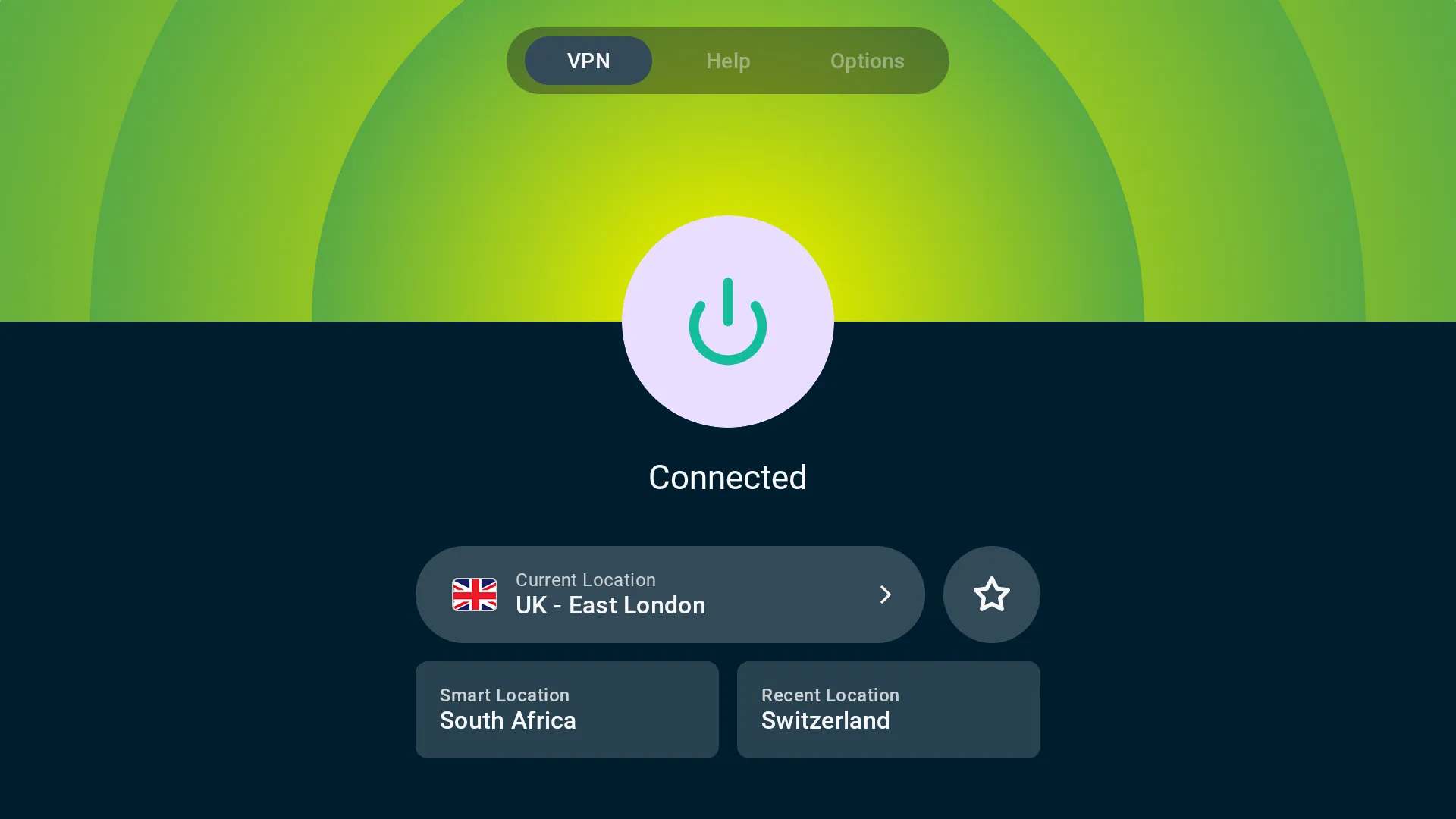 Express VPN connected on a TV