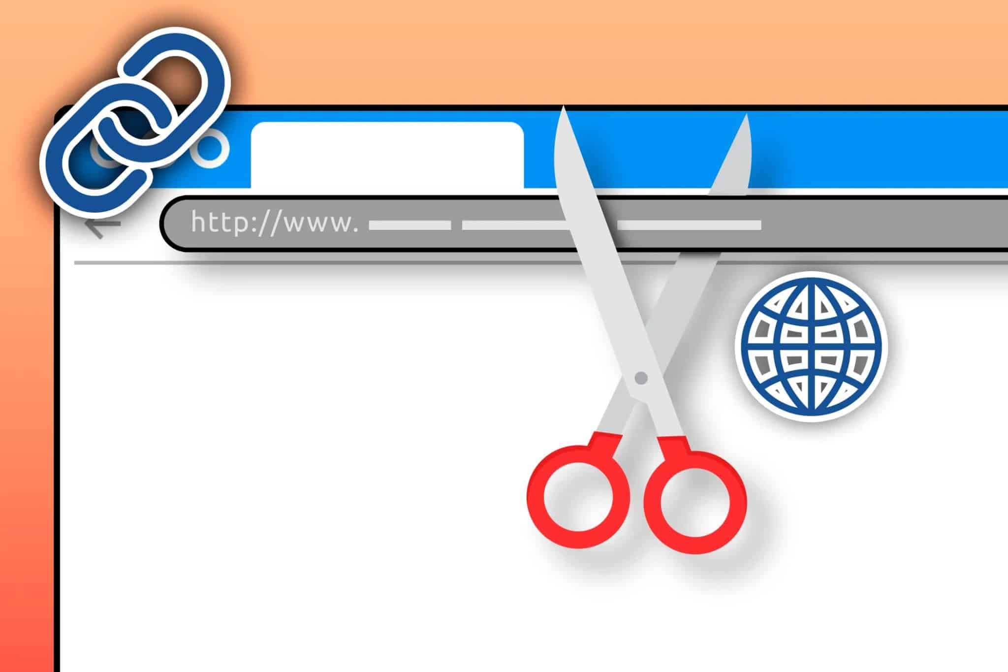 رسم توضيحي لمتصفح مع رابط يتم اختصاره.