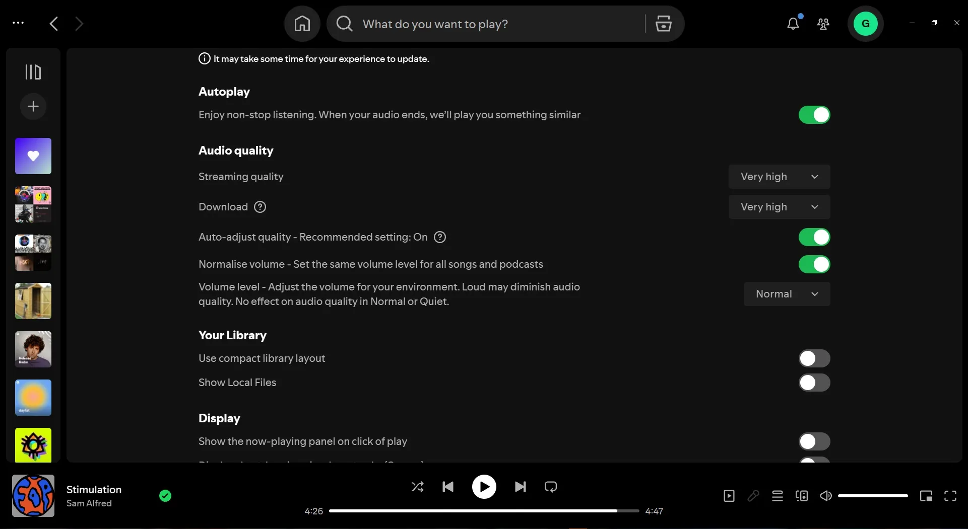 normalize volume spotify options