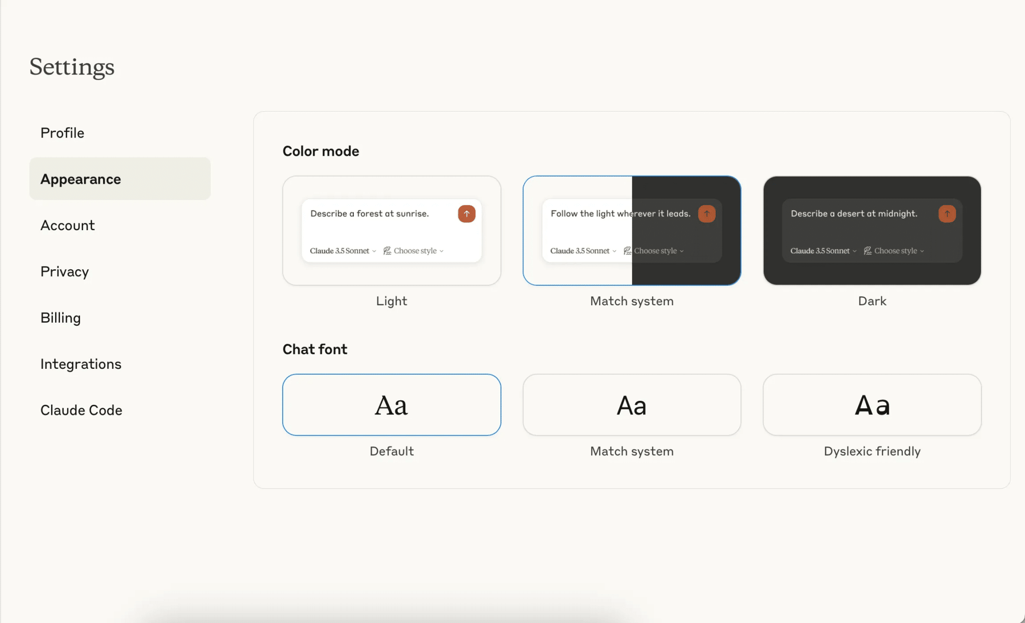 The different customization features in the Claude app