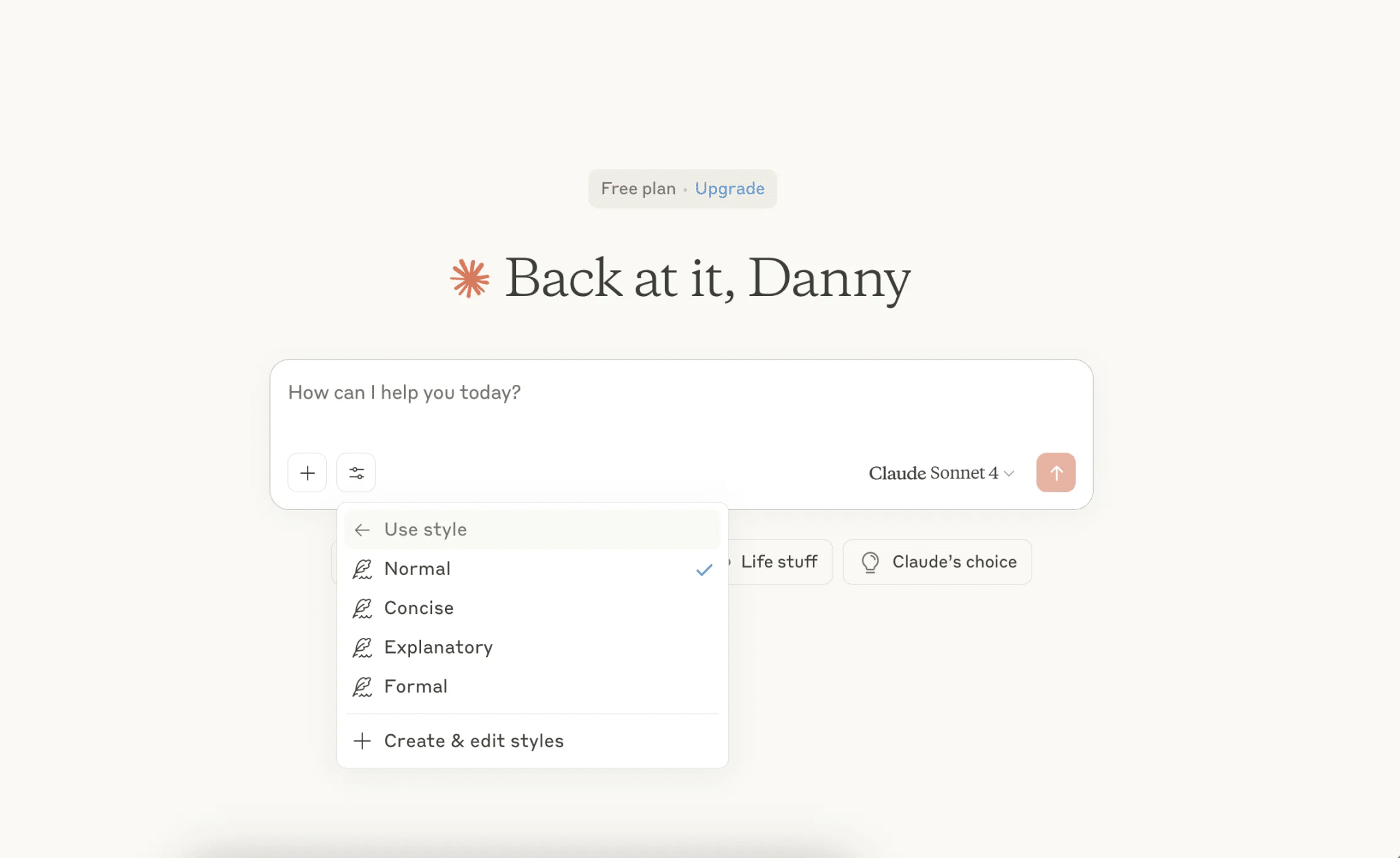 Writing suggestions in the Claude app