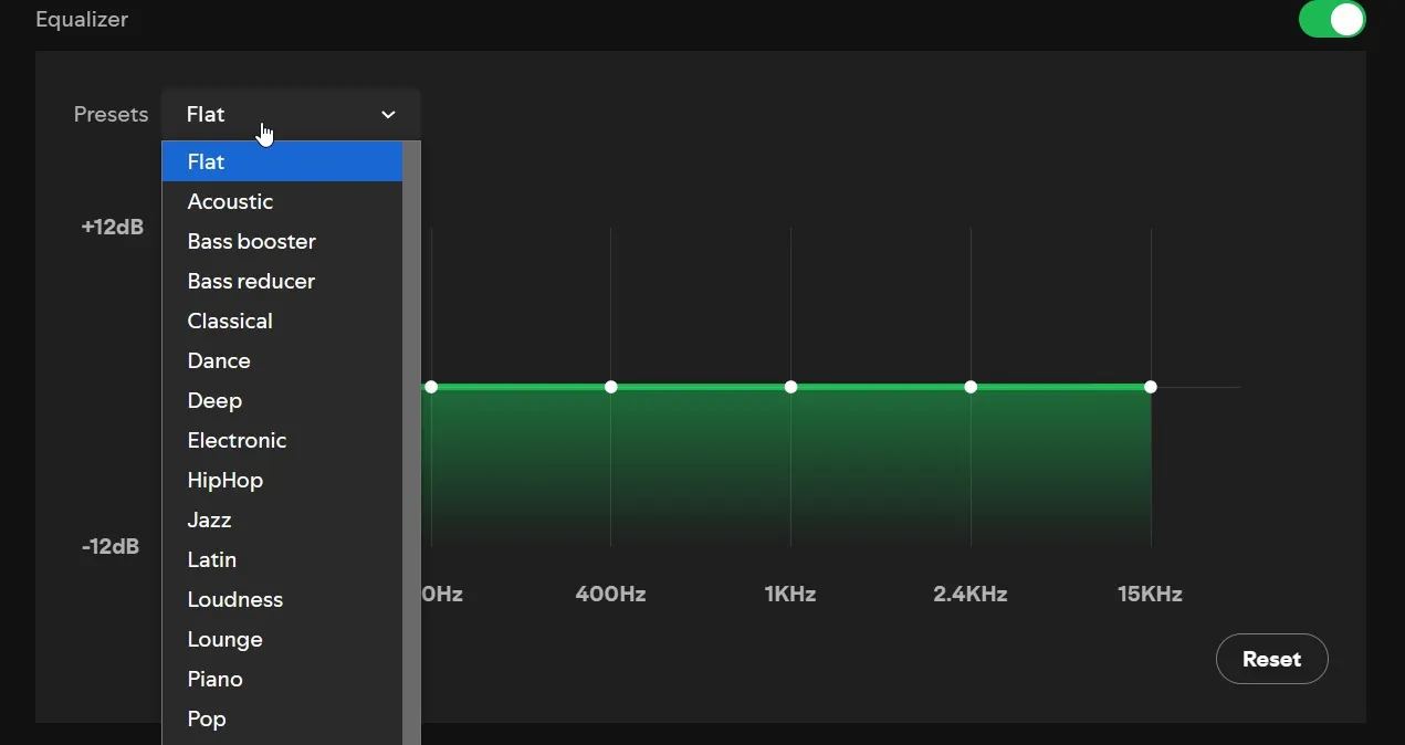 spotify equalizer settings.