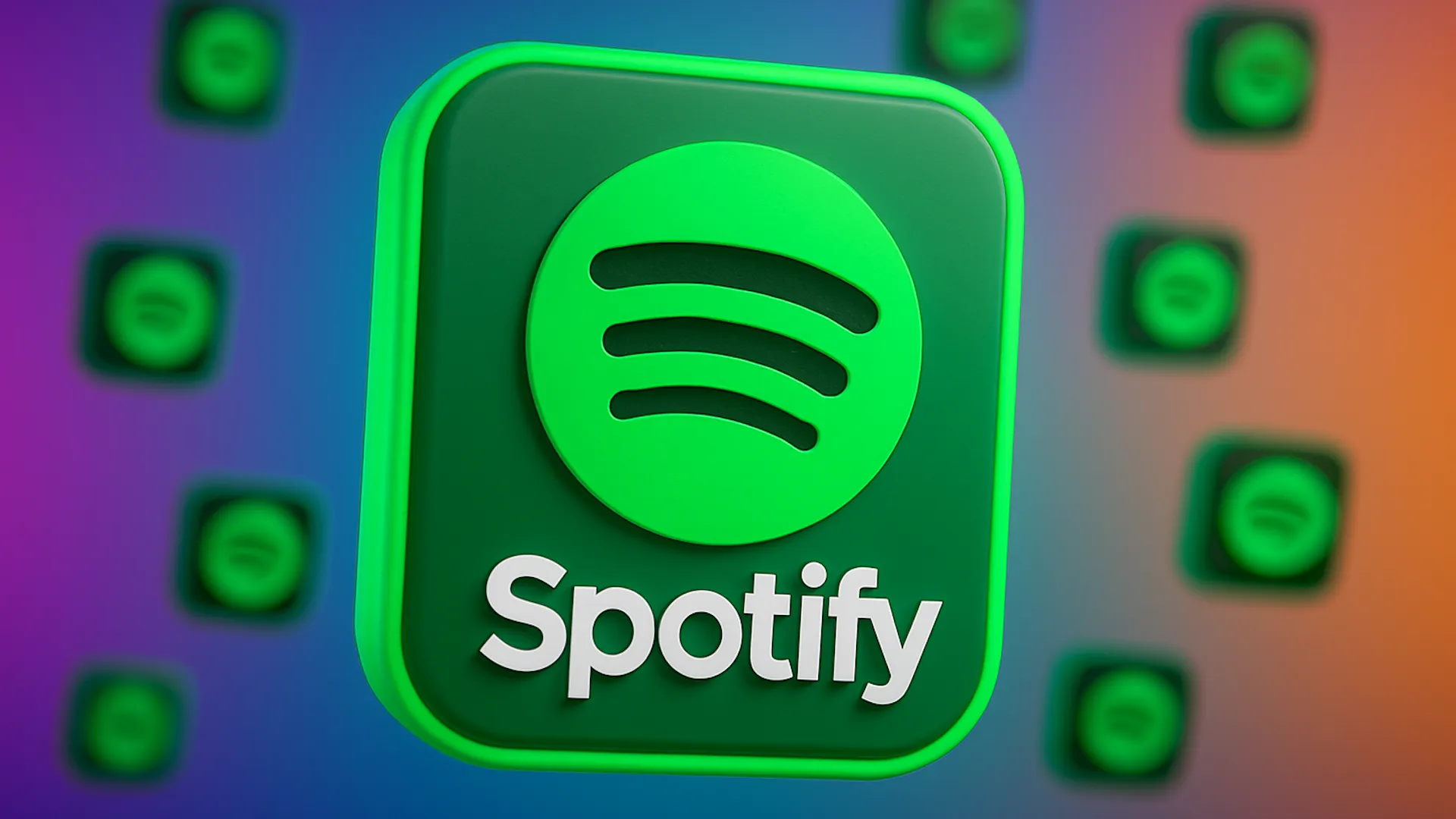شعار Spotify مع خلفية أيقونات Spotify ضبابية