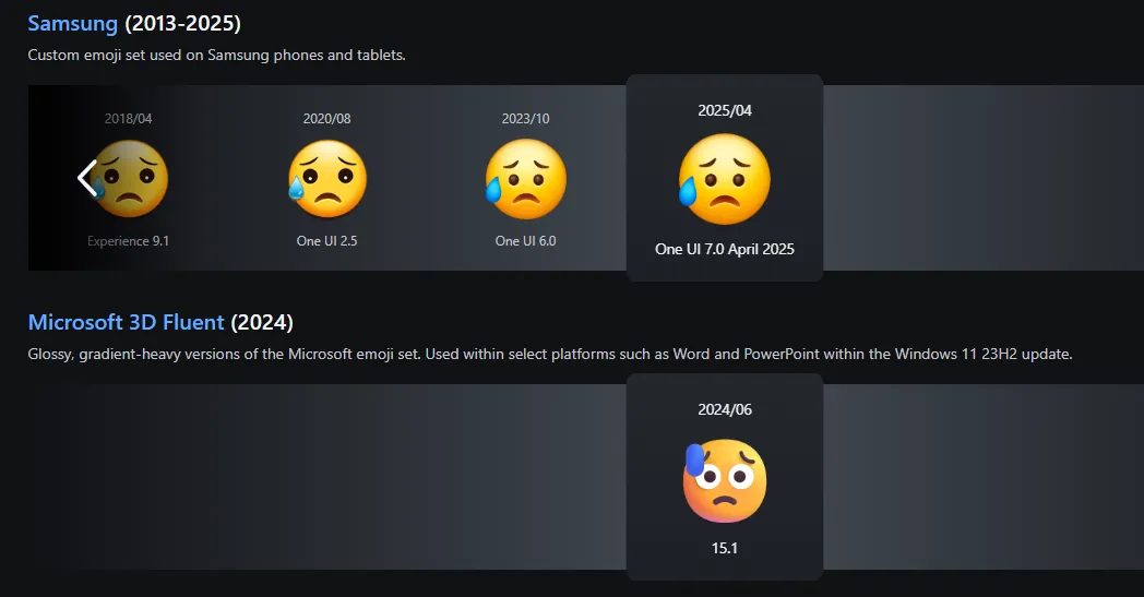 تصميمات أخرى لإيموجي وجه بخيبة أمل مع ارتياح