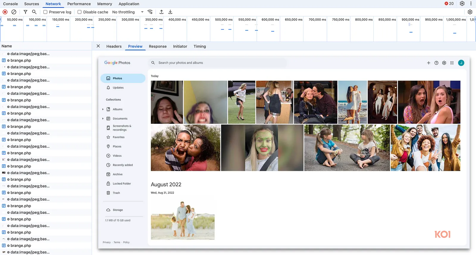 Koi Security Google Photos Screenshot Capture