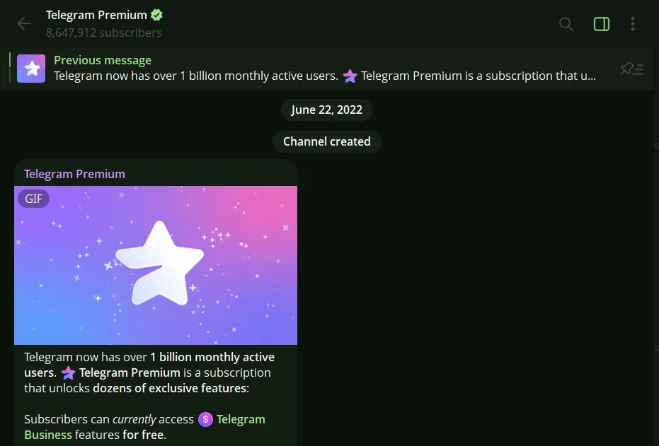 Telegram Premium Bot Information