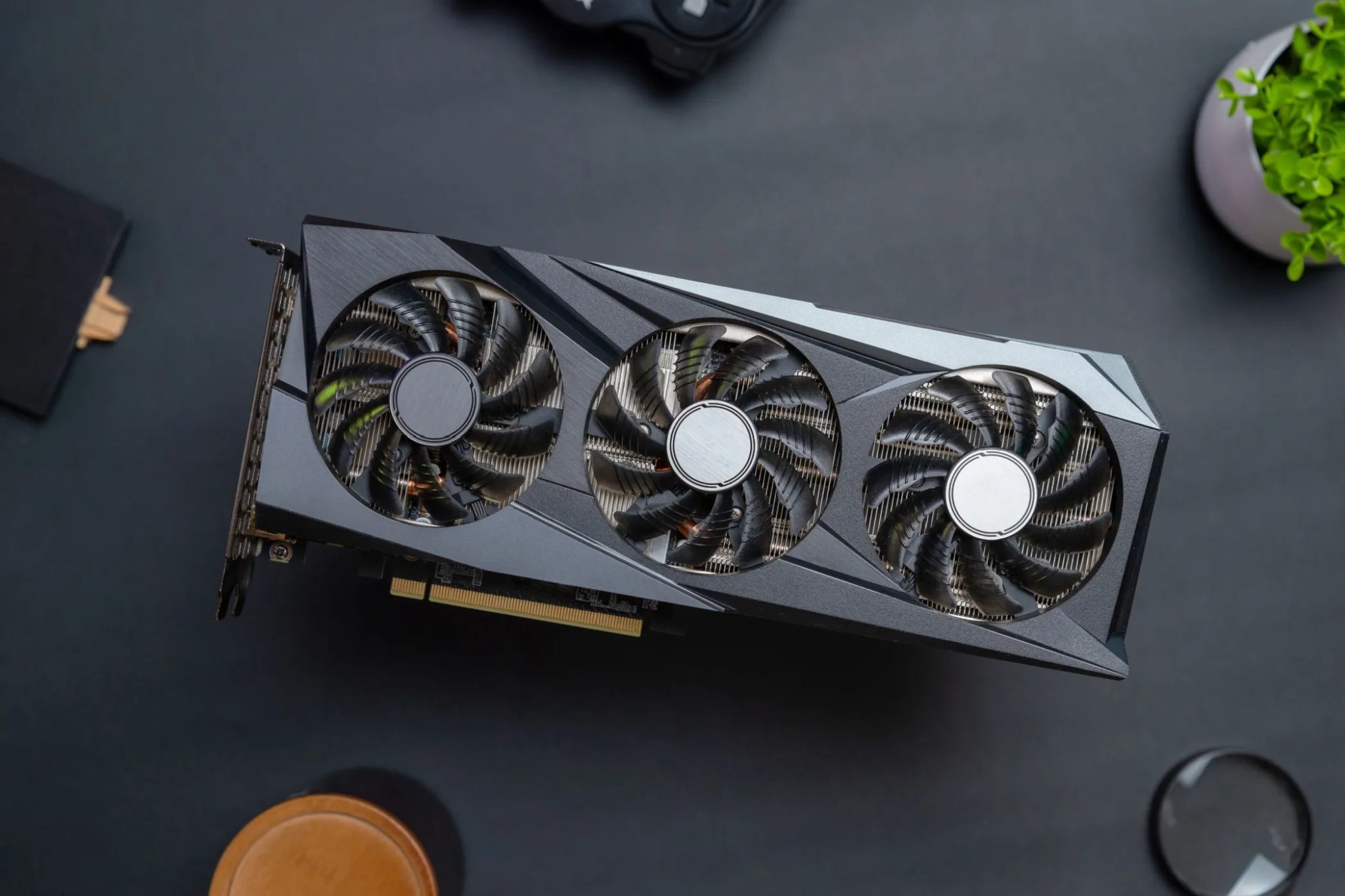 a gaming graphics card on a table