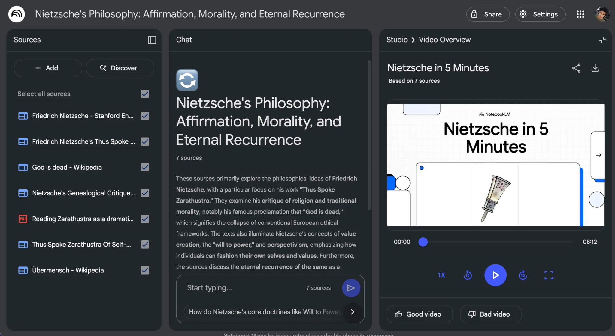 A notebook with Video Overview in NotebookLM