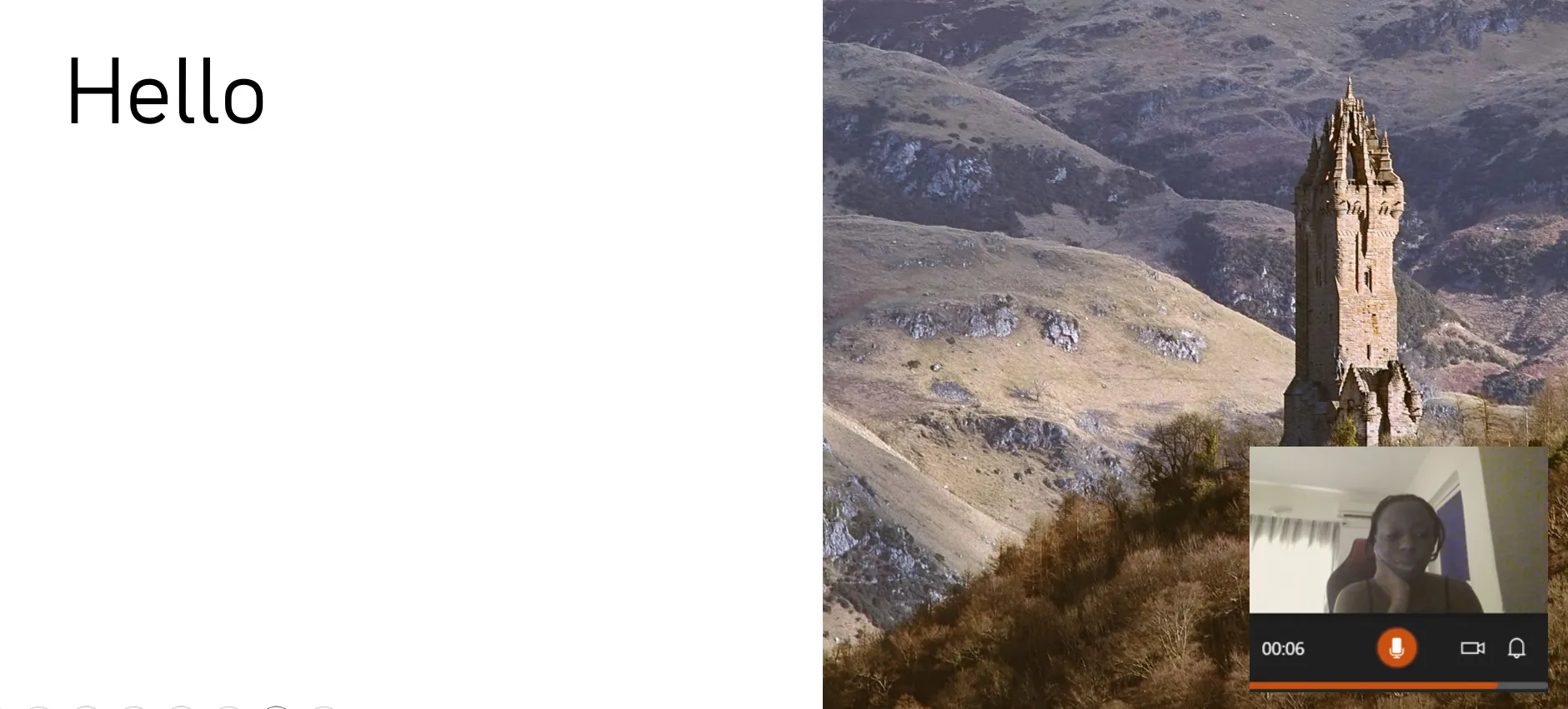 لقطة شاشة تعرض عرض PowerPoint مع عرض الفيديو الخاص بي