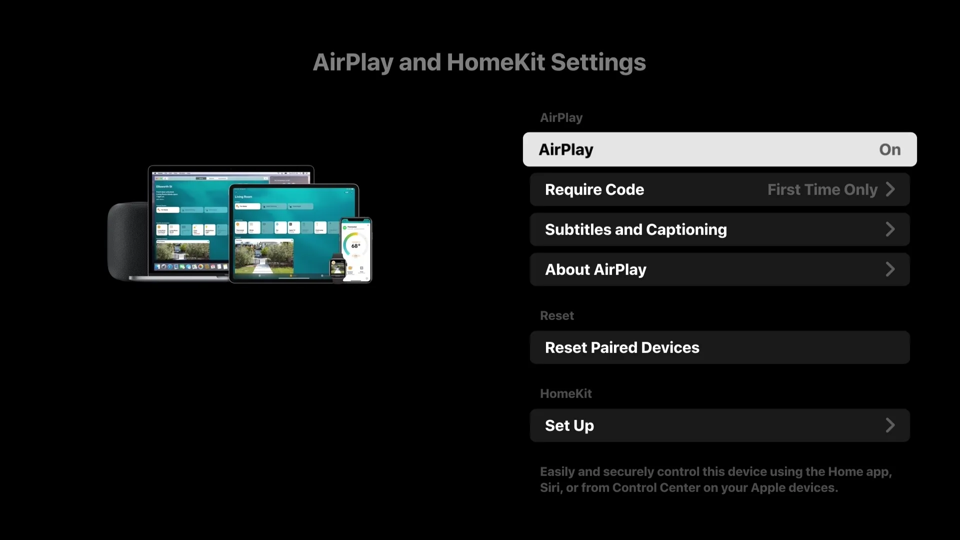 AirPlay Settings on Google TV