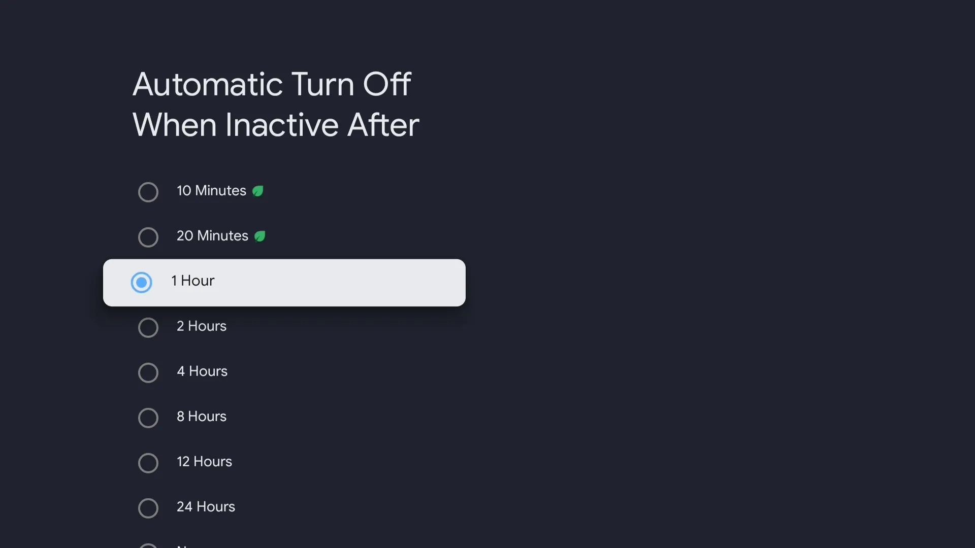 قائمة الإيقاف التلقائي على Google TV
