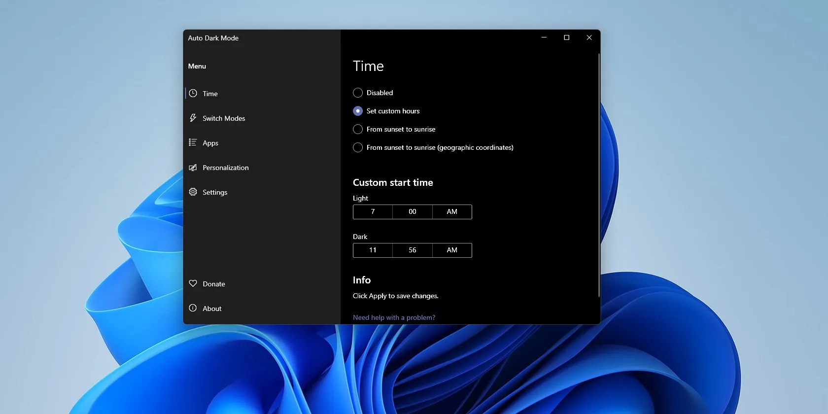 The Auto Dark Mode software