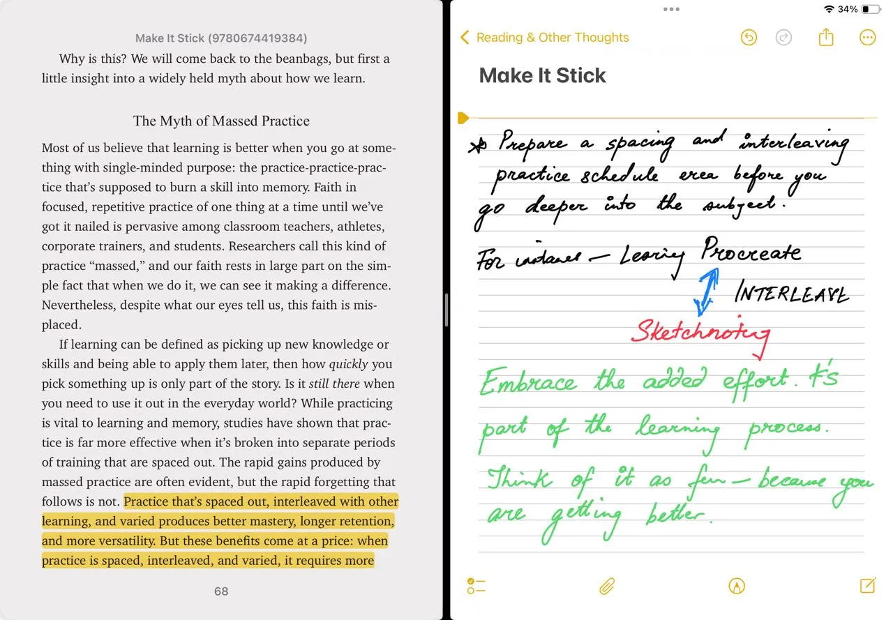 ملاحظات الكتب في iPad