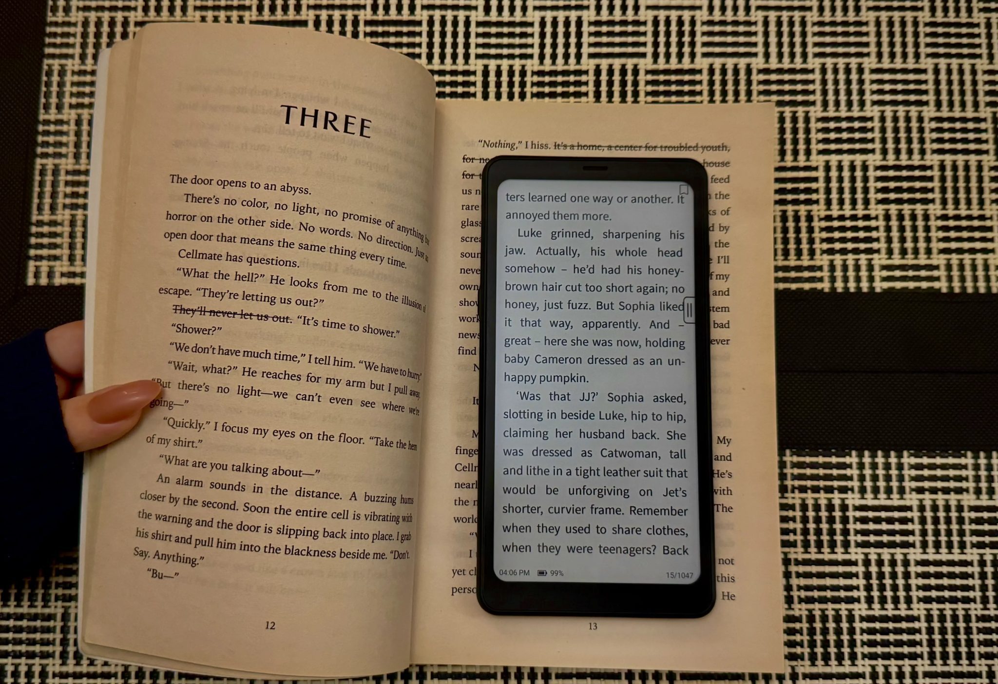 Boox Palma 2 on top of a book