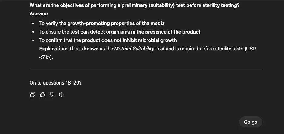 ChatGPT answering the questions in batches