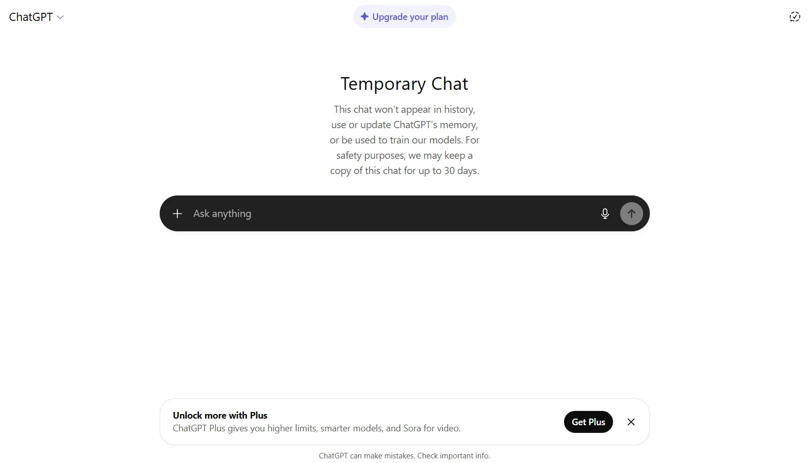 ChatGPT Temporary Chat