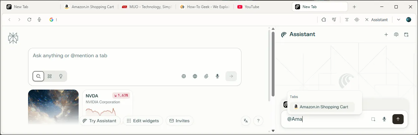 Comet tab organization