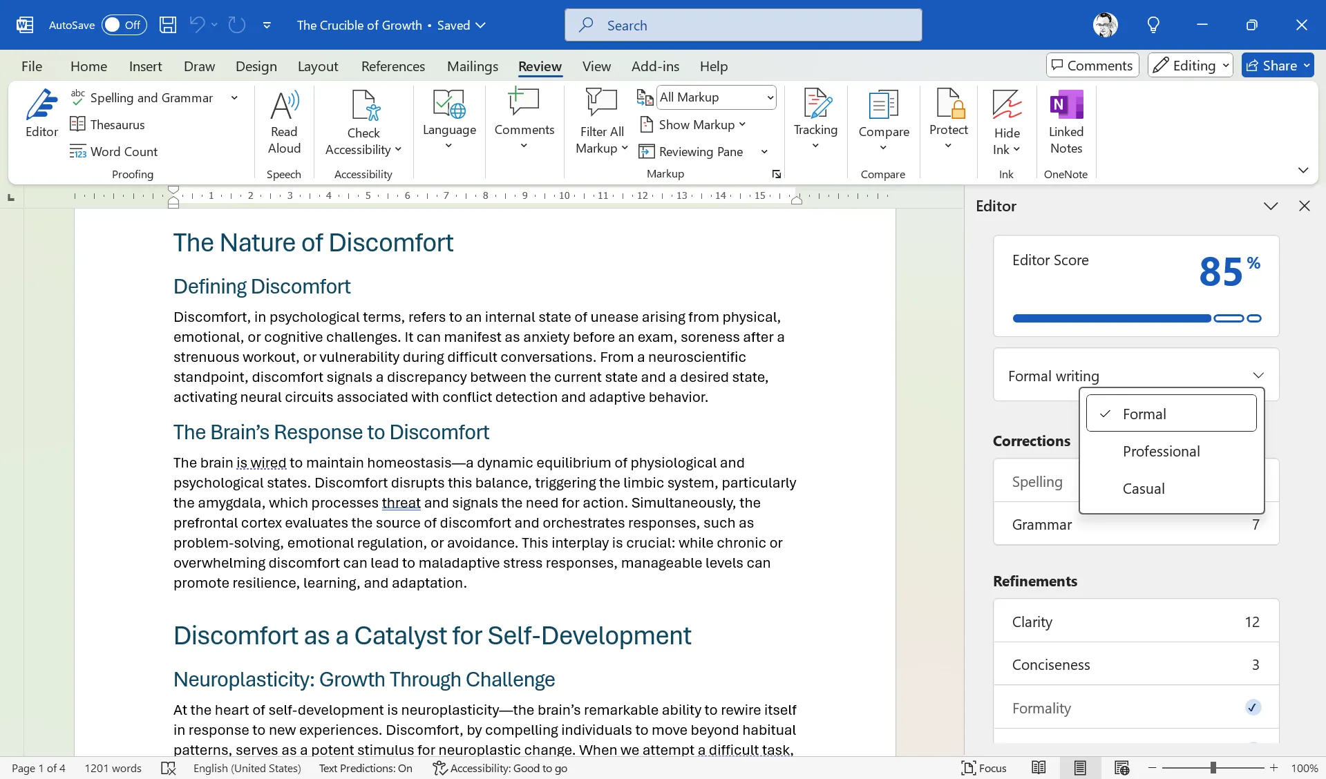 أداة المحرر في Microsoft Word