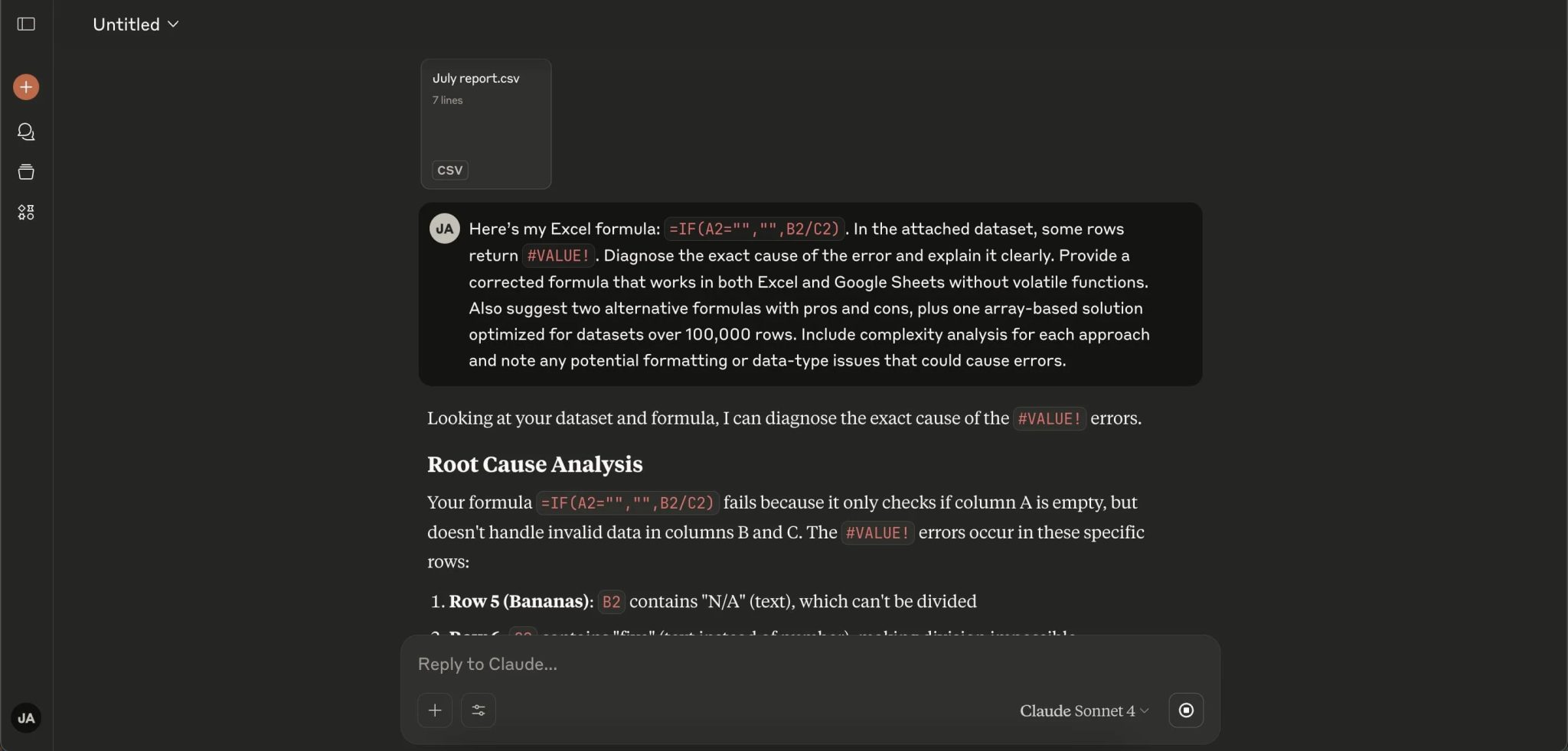 تحليل ملف Excel باستخدام Claude