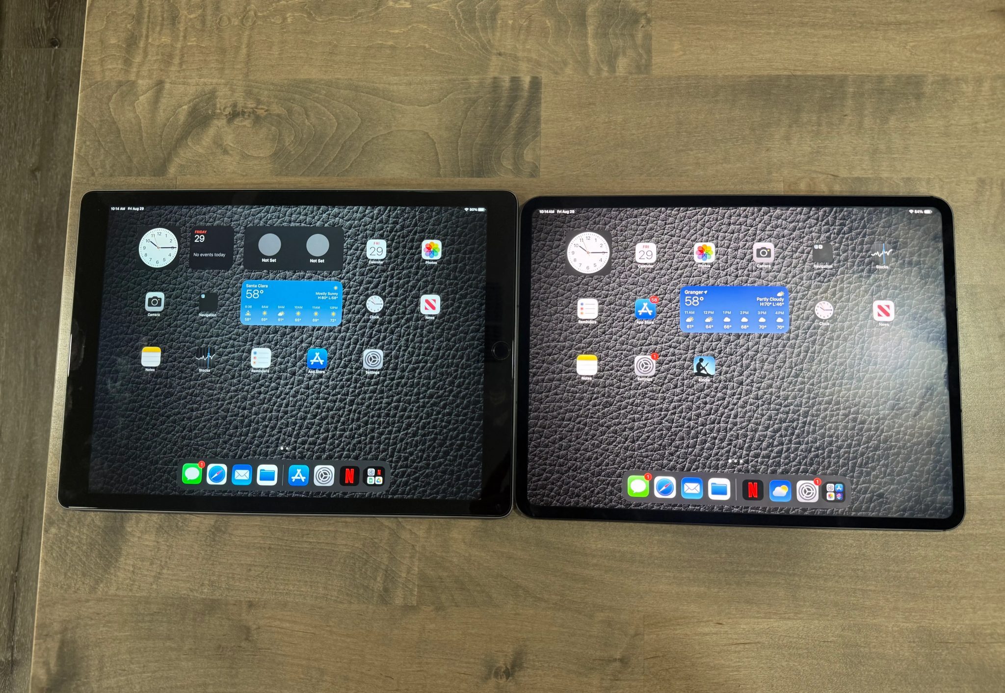 first gen ipad pro left next to 2024 ipad pro on right