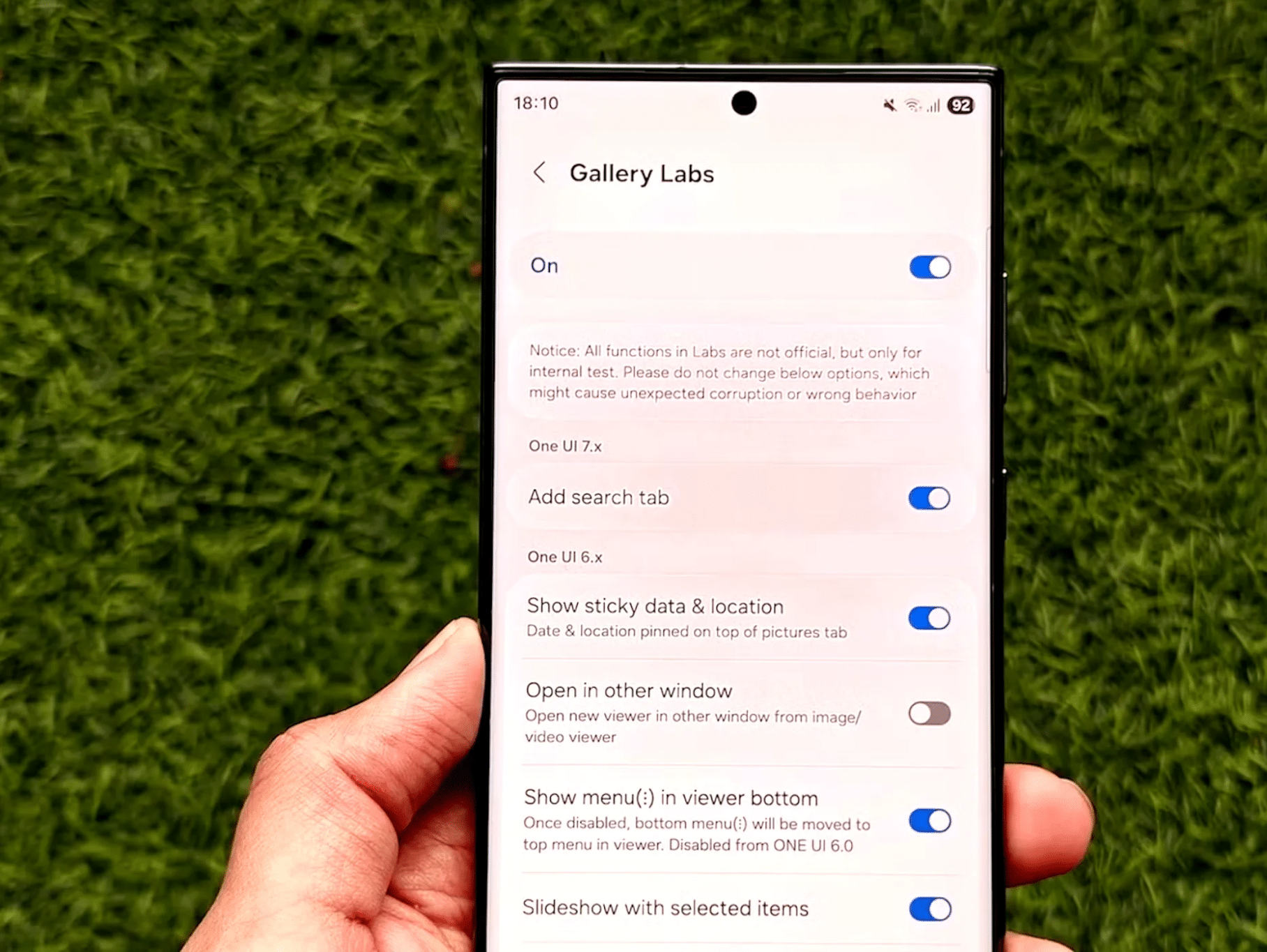مختبرات المعرض في تطبيق معرض Samsung